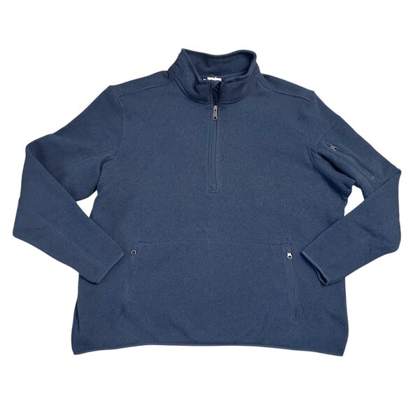 Duluth Trading Men's Size 2XL XXL 1/4 Zip Mock Neck Fleece Sweatshirt Blue NWT - Picture 1 of 6